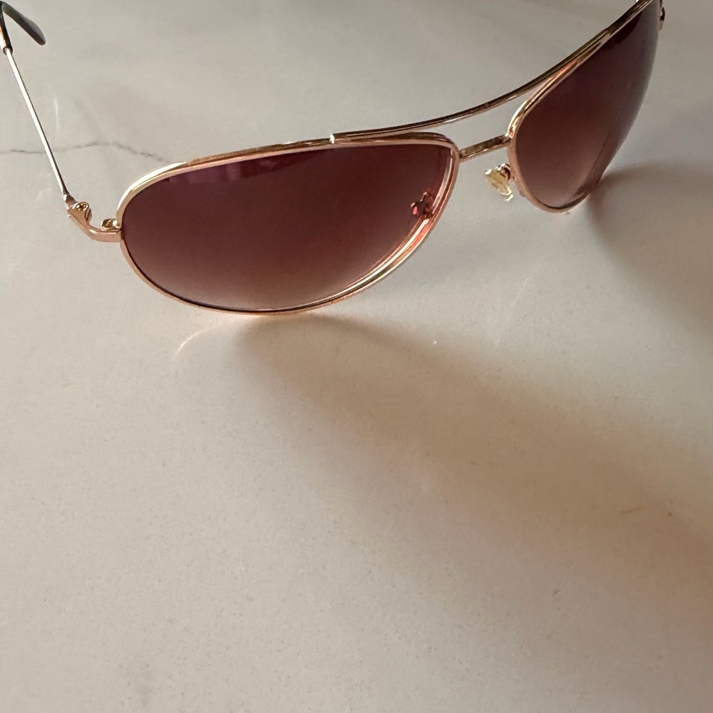 Gold and Brown Aviator Sunglasses